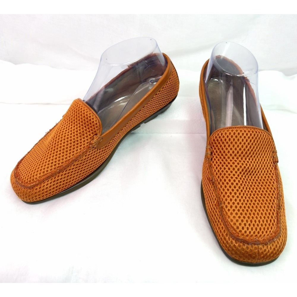 Aerosoles Web Browser Loafers Women 7M Orange Mesh Slip On Driving Flats Comfort
